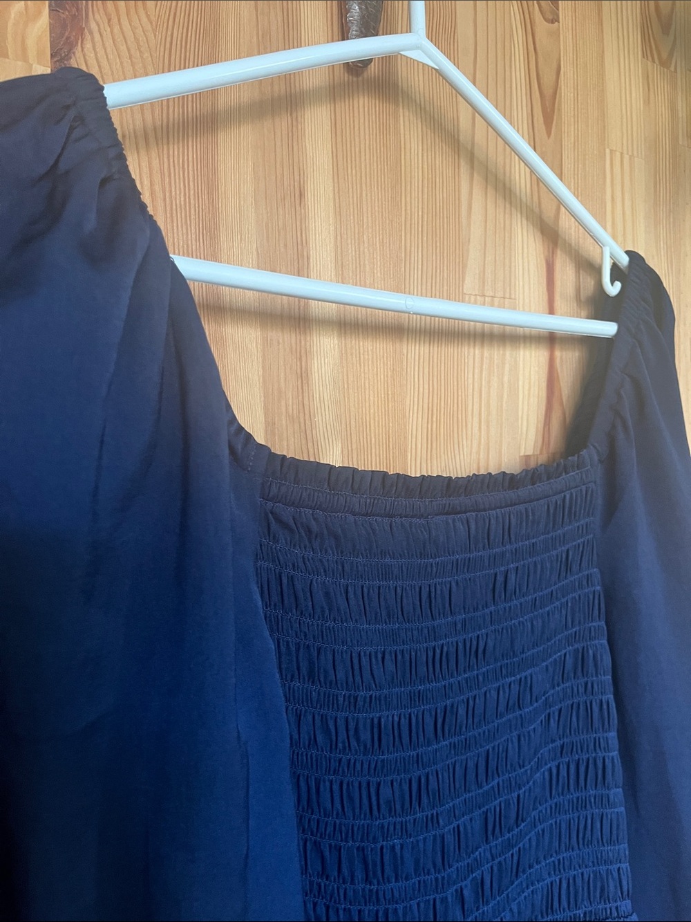 GAP Smocked Square-Neck Long Sleeve Navy Midi Dress (size M) - Picture 7 of 9